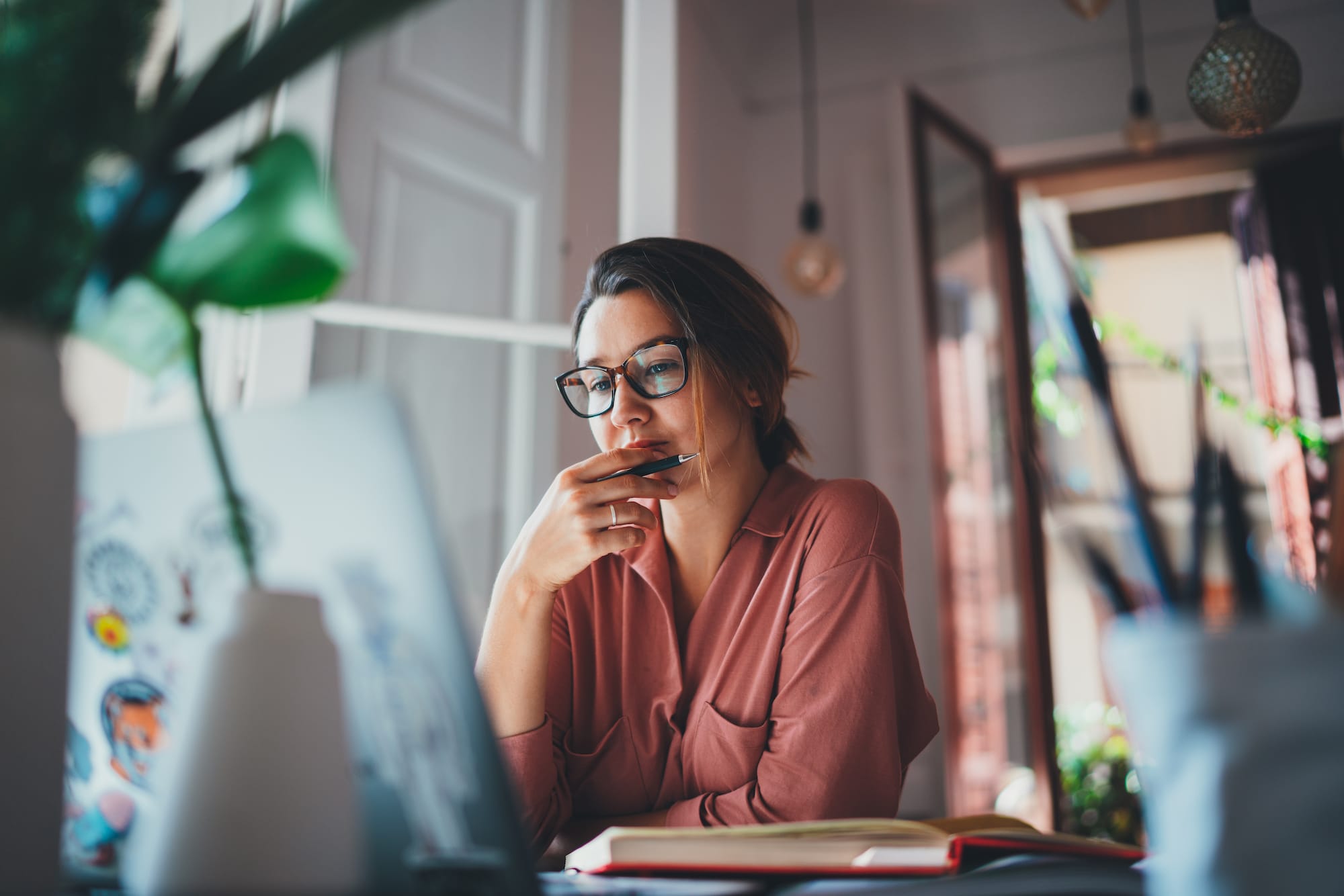 Woman reviewing her weekly plans